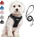PetiFine Step in Small Dog Harness and Leash Set, Breathable All Weather Air Mesh Reflective Escape Proof, Step-in Vest Harnesses for Puppy(S, Black)