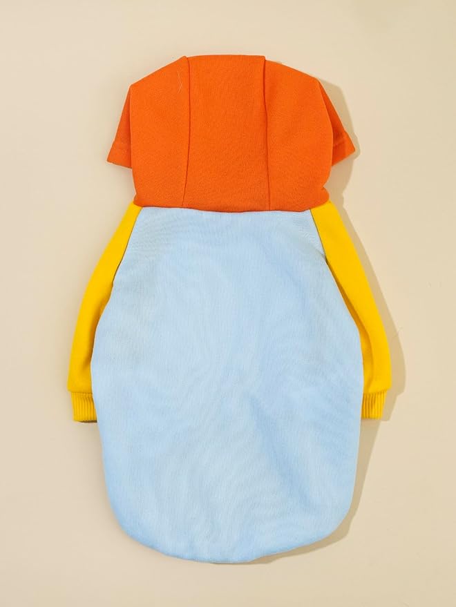 QWINEE Basic Dog Hoodie Sweatshirt Puppy Sweater Warm Cat Costumes Pet Clothes for Chihuahua Puppy Kitten Small Medium Dogs Orange and Blue Medium