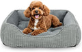 MIXJOY Rectangle Washable Orthopedic Dog Bed for Small, Medium and Large Dogs, Soft Calming, Sleeping Puppy Bed Durable Pet Cuddler with Anti-Slip Bottom, S (20"x19"x6")