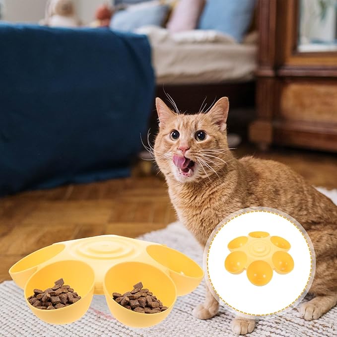 Multipurpose Pet Feeding Bowl 14X14X3.5 Inch Flower Shape Plastic Cat Dog Food Water Dish Multiple Cat Feeder for Easy Cleaning and Feeding