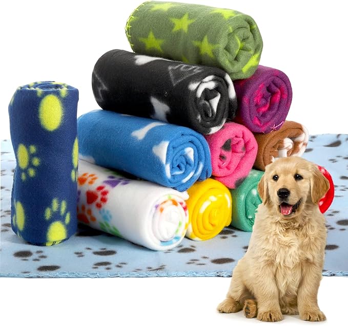 Yesland 20 Styles Dog Cat Fleece Blankets Puppy Blanket, 23.6 X 27.6 Inch Small Soft Fleece Fabric Dog Cat Blankets Pet Blanket with Paw Prints for Kitten, Puppy, Small Animals, Multiple Colors