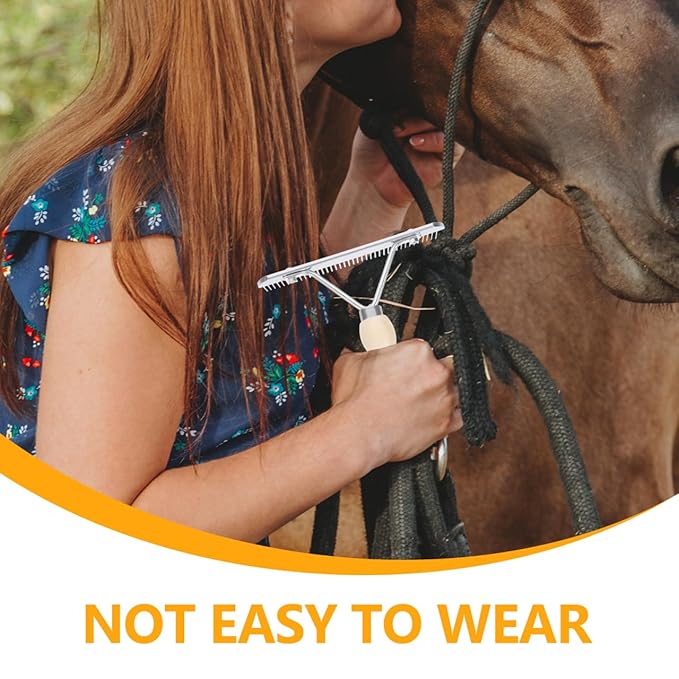 iplusmile Horse Hair Comb with Wooden Handle Ergonomic Non-Slip Pet Grooming Brush for Horses and Dogs Shedding Fur Removal Durable Cleaning Accessory 6.29 Inch