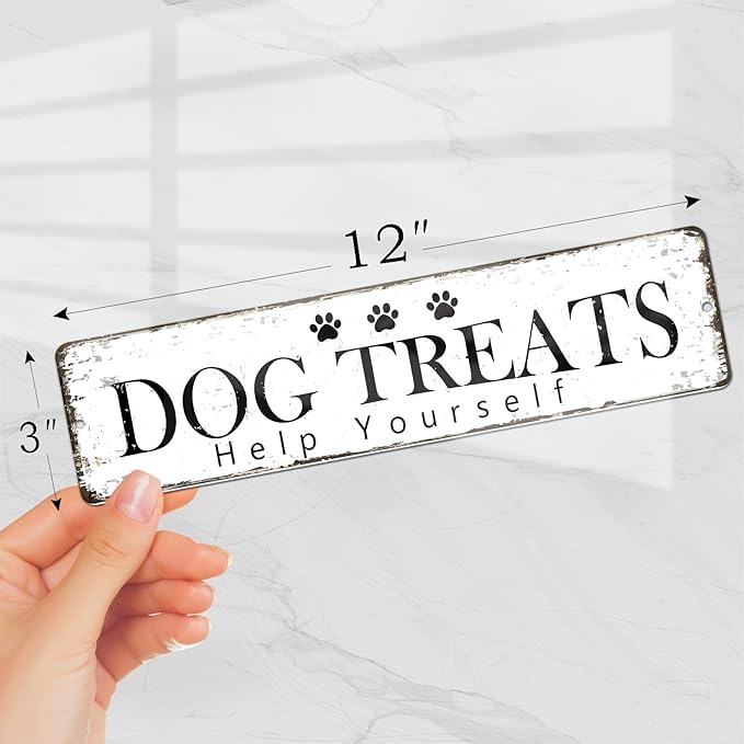 12x3 Inch Dog Treats Sign PC Signage Decor for Outdoor Pet Dog Crates Kennels Cage