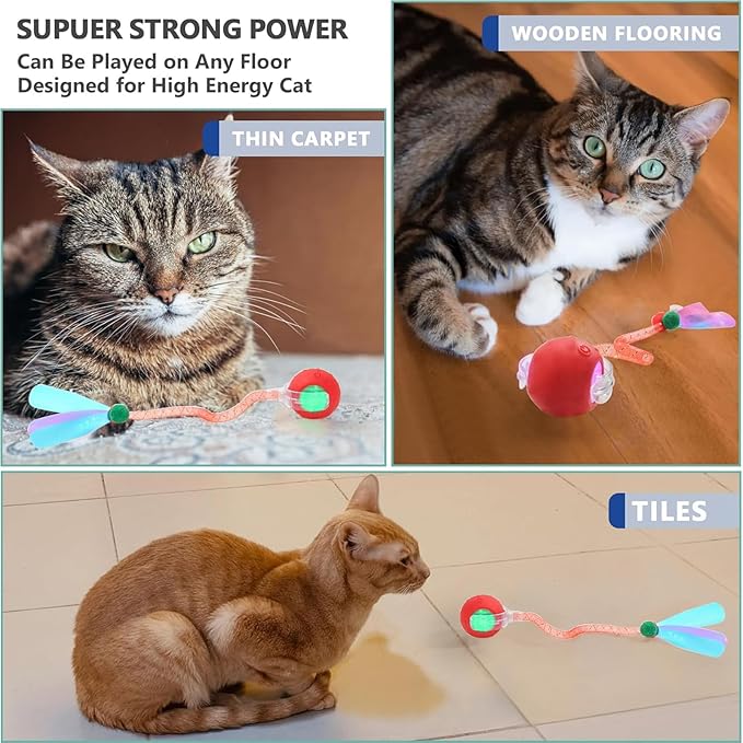 2 Packs Speed 2.0 Tail Interactive Cat Toys for Indoor Cats, Chirping & Motion Activate Ca t Toy, Smart Kitten Rolling Ball Moving Ball Toys, Rechargeable Dog Cat Bal l for Enrichment Exercise