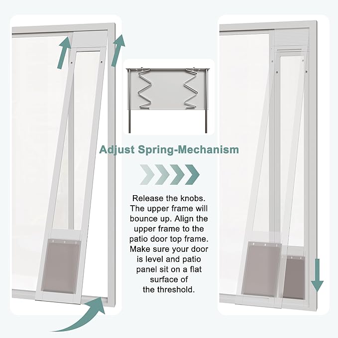 Sliding Glass Pet Door Insert, Up to 35lb for Doggie & Puppies Adjustable 77"-81" Height, Easy Install Aluminum Doggy Door with Lock,Patio Access for Small Pets