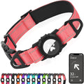 Joytale Airtag Dog Collar, Reflective Pet Collar with Waterproof AirTag Holder, Dual D-Rings, Soft Padded Adjustable for Small Dogs, Neon Pink, S