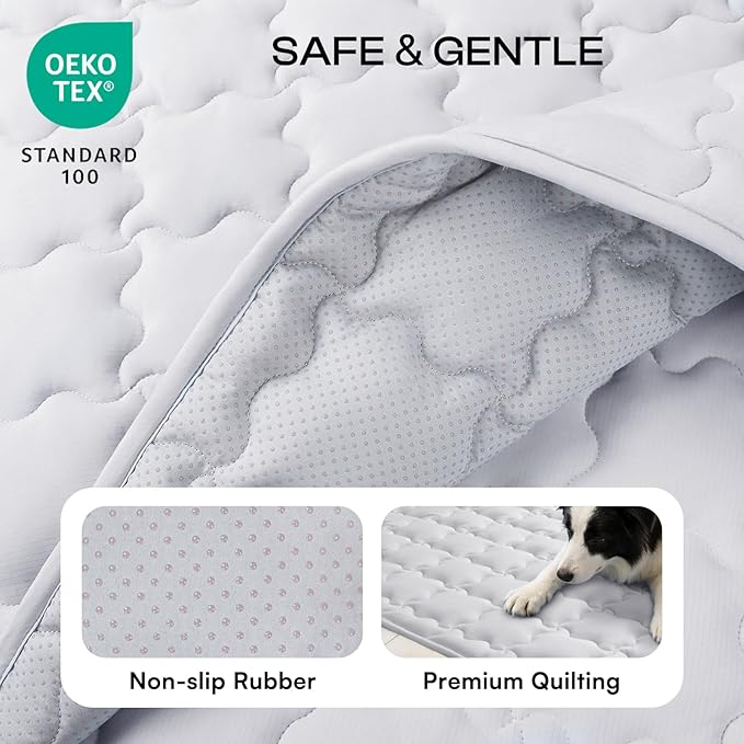 Luciphia Premium Dog Cooling Mat Non-Slip Q-MAX>0.5 Self-Cooling Pad for Small Pet Cat Indoor Portable Kennel Puppy Bed for Summer Crate Pad for Dog Washable Light Grey 20x30 inches