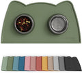 OHMO - Cat Food Mat, Silicone Pet Feeding Mat for Floor Non-Skid Waterproof Dog Water Bowl Tray, Easy to Clean Pet Placemat (Camo Green, 18 * 9.8'')