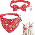 SCENEREAL Christmas Cat Bandana Collar with Bell Bowtie - 2 Pack Breakaway Kitten Collars, Adjustable Cute Pet Accessories for Cats and Small Dogs