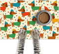 Cute Dachshund Dogs Pet Food Mat Spill-Proof Pet Feeding Mat for Food and Water Bowl Pets Placemat Easy Clean Fast Dry Area Mat for Cats Kittens & Small Dogs 24" x 16"
