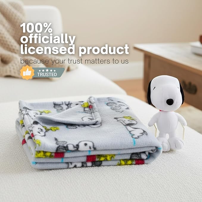 Peanuts Snoopy Pet Throw & Pet Pillow Set - 40in x 50in Super Soft Cozy Throw Blanket for Dogs & Cats - Couch/Bed/Car, (Officially Licensed Product) by Franco Pet