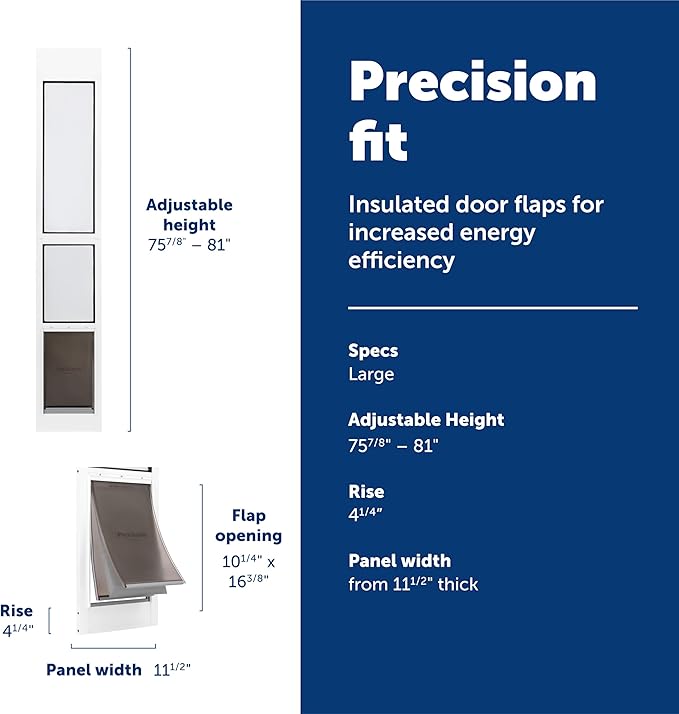 PetSafe Extreme Weather Sliding Glass Pet Door - Energy Efficient Entry for Dogs & Cats - Triple Flap with Magnetic Seal - Durable Aluminum Frame - Easy Install - Large