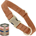 Genuine Leather Dog Collar - Adjustable Pet Collar with Quick Release Metal Buckle, Soft Skin Friendly Real Leather Collar for Small, Medium, Large Dogs (Khaki, L：Fit 15-23" Neck)