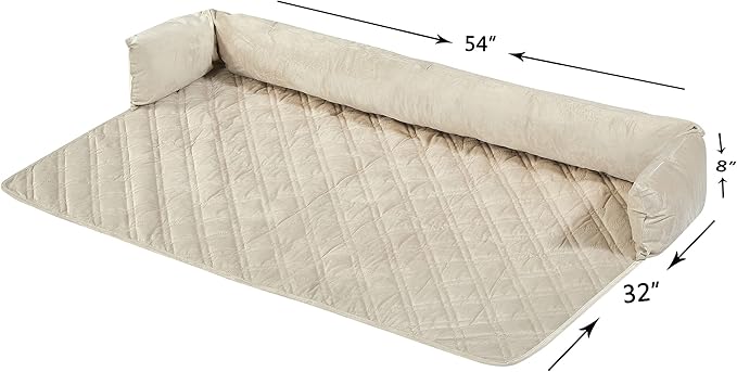 Brilliant Sunshine Premium Calming Dog Bed Mat, Silky Velvet, Removable Washable Cover, Cushion Protector and Couch Covers for Dogs, Pets, Cats, Extra Large, Beige Natural