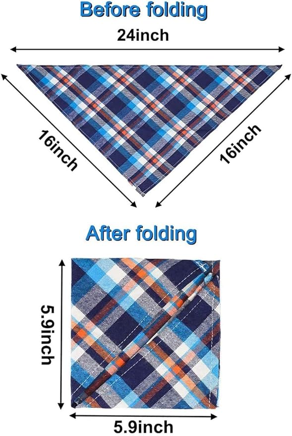 8 Pack Triangle Dog Bandanas, Reversible Plaid Painting Bibs Scarf, Washable Christmas Dog Bandanas Boy Girl Apparel & Accessories Kerchief Set