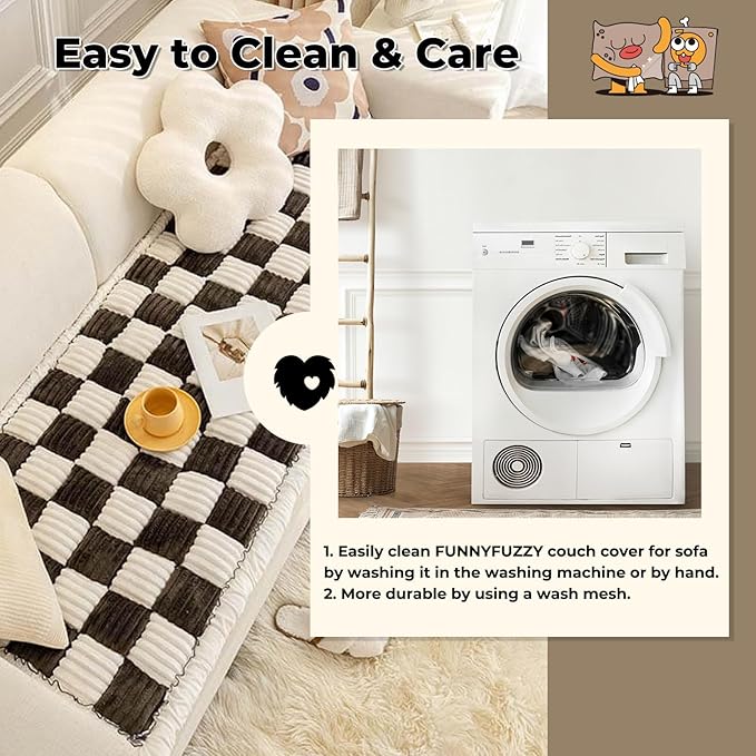 FUNNY FUZZY Pet Couch Covers for Sofa, Couch Covers for Dogs Washable Dog Couch Cover Protector Cream-Colored Furniture Sofa Covers for Dog Handmade Pure Cotton Pet Bed Mat (Black, 27.6"×70.9")
