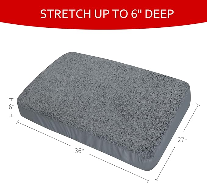 Dog Bed Covers 2 Pack Soft Plush Replacement Washable, Waterproof Pet Bed Liner Grey 36x27 Inches, for Dog/Cat, Cover Only