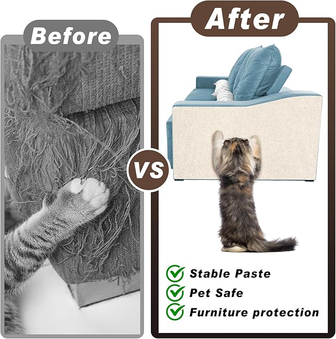 Cat Scratching Mat, 118" x 15.8" Self-Adhesive Trimmable Cat Scratching Carpet Mat with 20 Screws, DIY Cat Scratchers Furniture Protector for Indoor Cats, Couch, Wall and Cat Tree Shelves
