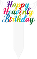 BUoonyer Stake Graves Cemetery Decorations - Happy Birthday in Heaven Metal Memorial Grave Markers, Happy Heavenly Birthday Graveyard Sympathy Plaque, Graveside Burial Decor Sign for Yard Garden