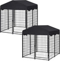 Dog Kennel Outside, 4.5' x 4' x 4' Dog Kennel Outdoor with Roof for Medium Small Dogs, Outdoor Dog Cage Dog Pen with Waterproof & UV-Resistant Cover, 12 Nails for Stablility, 2 Sets