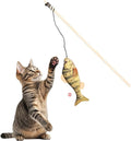 SPOT Fanatic Fish Teaser Wand for Cats – Realistic Fish Cat Toy with Catnip and Crinkle, Interactive Wand Toy for Batting, Swatting, and Chasing Play, Assorted Styles