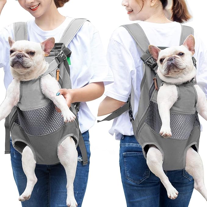 Lifeunion Legs Out Dog Carrier Backpack Hands-Free Adjustable Pet Travel Carrier for Small Medium Dogs Cats Motorcycle Hiking Walking (Grey)