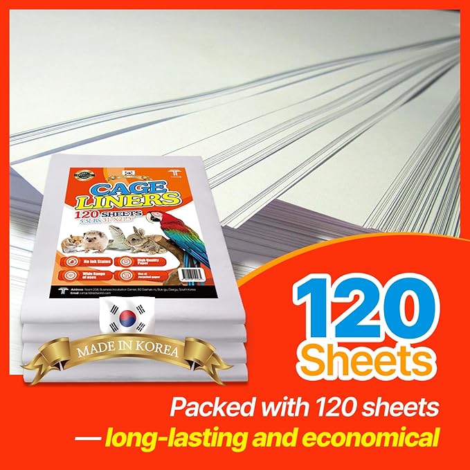 TORTO9 Cage Liner Sheets for Birds – 120 Pack, 31 x 21.5 in, 5.5 lb | Acid-Free & Non-Toxic Paper | Safe Pet Bedding, Craft Supply, Packing & Shipping Use