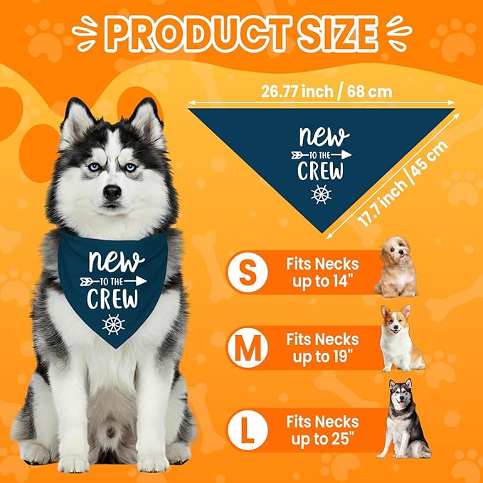 New to The Crew Dog Bandana New Puppy Announcement Gender Reveal Gift for New Owners Puppy Bandana Dog Owner Gifts Soft Triangle Bibs Scarf Accessories for Small Medium Dogs Pets (Blue)