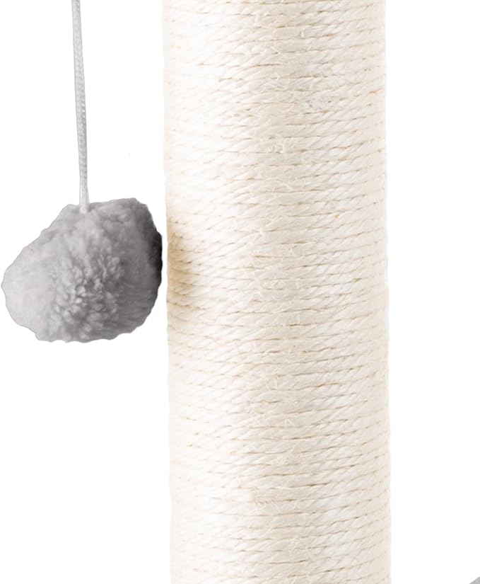 Cat Hammock with Scratching Posts for Indoor Cats - 19-Inch-Tall Cat Tree with Hanging Ball Toy for Adult Cats and Kittens by PETMAKER (Gray)