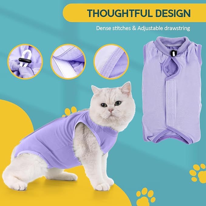 Avont Cat Recovery Suit - Kitten Onesie for Cats After Surgery, Cone of Shame Alternative Surgical Spay Suit for Female Cat, Post-Surgery or Skin Diseases Protection -Purple(M)