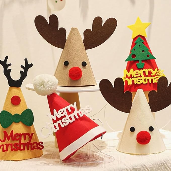 5 Pcs Christmas Dog Hats Cute Cats Party Hats Pet Set Dogs Santa Hats Puppies Kittens Grooming Accessories Costumes. (Small Christmas A)