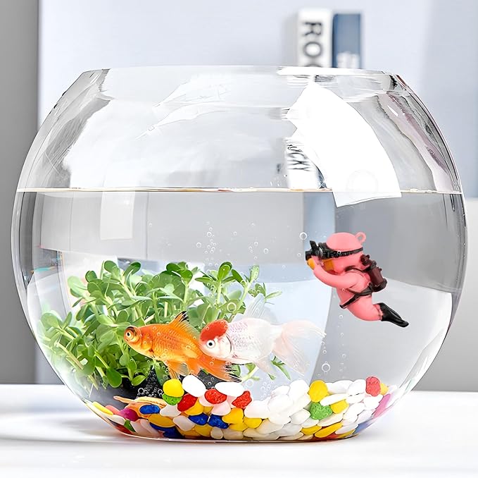 onesimcr Floating Fish Tank Decorations, Aquarium Decorations, Lovely Diver Fish Tank Decorations, Floating Device Fish Tank Accessories，Suitable for All Kinds of Fish Tanks(Pink)…