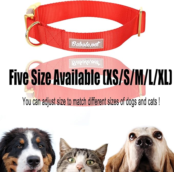 Nylon Dog Collar - Adjustable Red Soft Webbing Dog Collars for Small Medium Large Dogs Boy Girl Puppy Collar with Safety Metal Buckle S