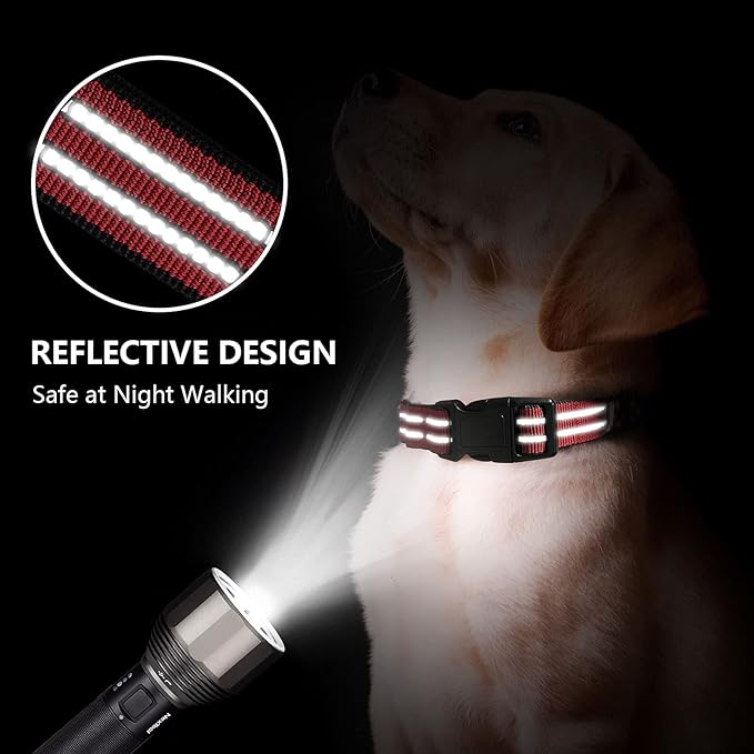 Martingale Dog Collar, Adjustable Nylon Reflective Collar with Buckle No Pull Dog Collar for Small Medium Large Dogs (Red S)