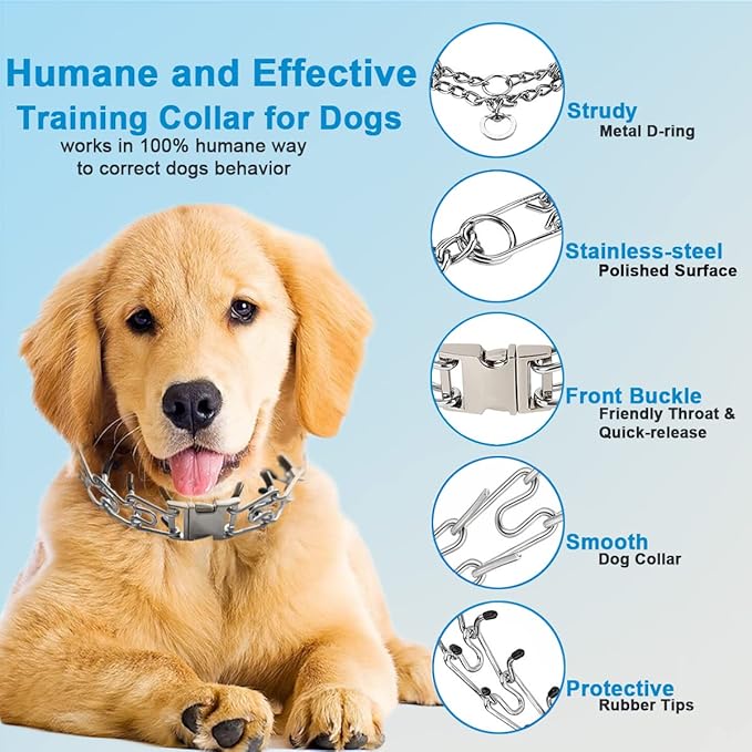 Dog No Pull Collar, Adjustable Size with Quick Release Buckle Dog Collar for Small Medium Large Dogs (with Extra Link and Caps)