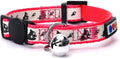 Pawtitas Glow in The Dark Cat Collar with Breakaway Safety Buckle & Bell Adjustable Kitten Collar, Pink