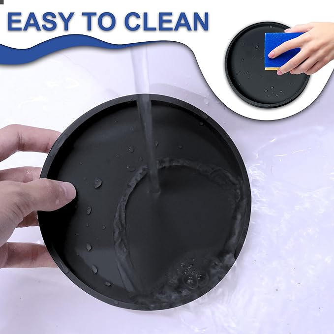 Arespark Pet Silicone Food Mat, Set of 4 Nonslip Waterproof Feeding Bowl Mat with Raised Edges for Food and Water Prevent Spills, Round Eating Tray for Dog Cat Puppy Kitten, 6'' x 6''