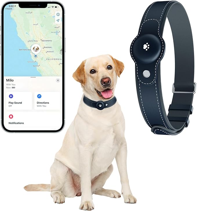 BONSO 2-in-1 GPS Tracker for Dogs: Smart Collar with Real-Time Location, No Monthly Fee, Unlimited Range (iOS Only) GPS Tracker Dog Collar- Ideal for Small, Medium Large Dogs(Tracker Included)
