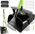 Pooper Scooper Swivel Bin & Rake with 50 Waste Bags, 38" Long Adjustable Handle Dog Poop Scooper for Yard Large Medium Small Dog, Easy to Clean Pet Waste Use on Grass, Dirt, Concrete or Gravel