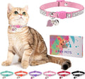 Rhinestone Cat Collar Breakaway with Bell, Diamond Cat Collar with Safety Buckle Quick Release for Girl Boy Kitten Pets Puppy,Cute Soft Female Male Cat Collars,Valentine's Day Pink 8-12"
