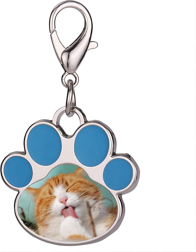 Custom Pet Photo Keychain Personalized Photo Pawprint Dog Tag Keychain Engraved Keyring Animal Pet Lover