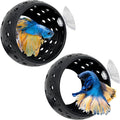 Fhiny Betta Tunnel, 2 PCS Aquarium Fish Hideout with Suction Cup Tank Tunnel Shrimp Cave Aquarium Ornament Fish Tank Accessories for Shrimp Betta Guppy Hiding Resting (Black)