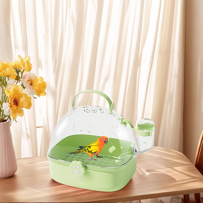 Bird Carrier Cage - PVC Small Animal Carrier with Water Bottle - Pet Bird Carrying Supplies Spacious Design for Sparrow Macaws Conures Chinchillas Budgies Cockatiels Parakeet Hedgehog