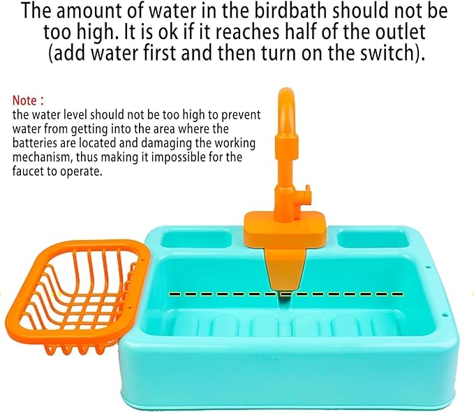 kathson Bird Bathtub,Parrot Shower Box,Automatic Parakeet Bathtub with Faucet,Bird Bathing Tub Container Cage Accessory or Small Medium Birds Cockatiel Lovebird Budgie