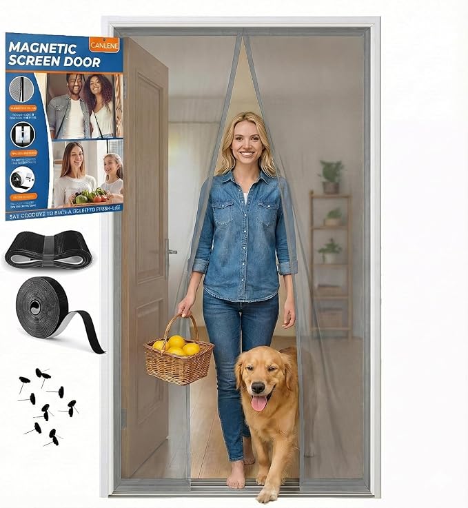 Premium Magnetic Screen Door, Heavy-Duty Reinforced Mesh, Ultra-Dense Weave, Smooth Auto-Close, Pets & Kids – Hands-Free, No-Gap Seal