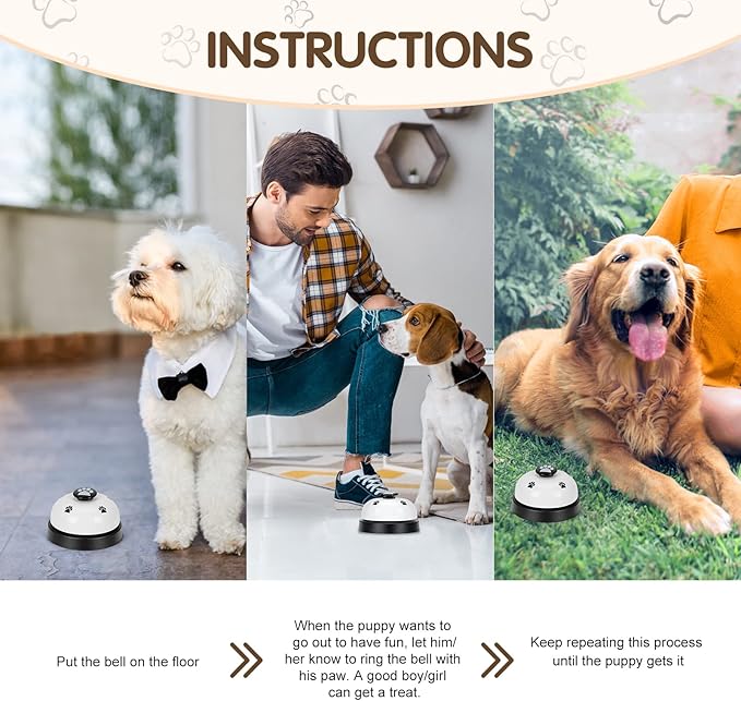 Pet Training Bells, 2 Pack Dogs Bell for Door Potty Training and to Ring to Go Outside Communication Device Dog AgilityTraining Equipment Interactive Toys (White)