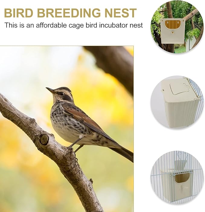 TEHAUX Parrot Breeding Box 5.1X3.9X5.1In Plastic Nesting Box Cage Mounted Bird House for Cockatiel Budgie Finch Conure with Hinged Cover Easy Clean