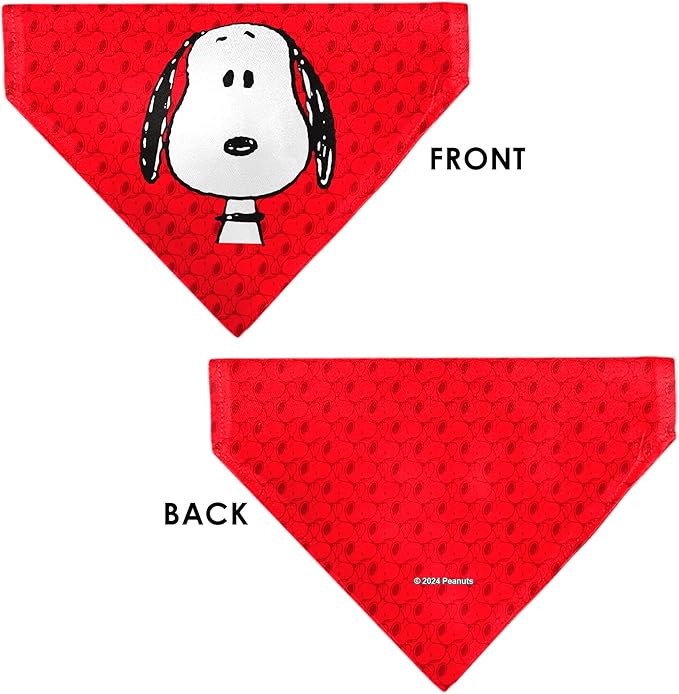 Peanuts Pet Bandana Peanuts Snoopy Face and Profile Pose Reds Slip On Collar Bandana Only