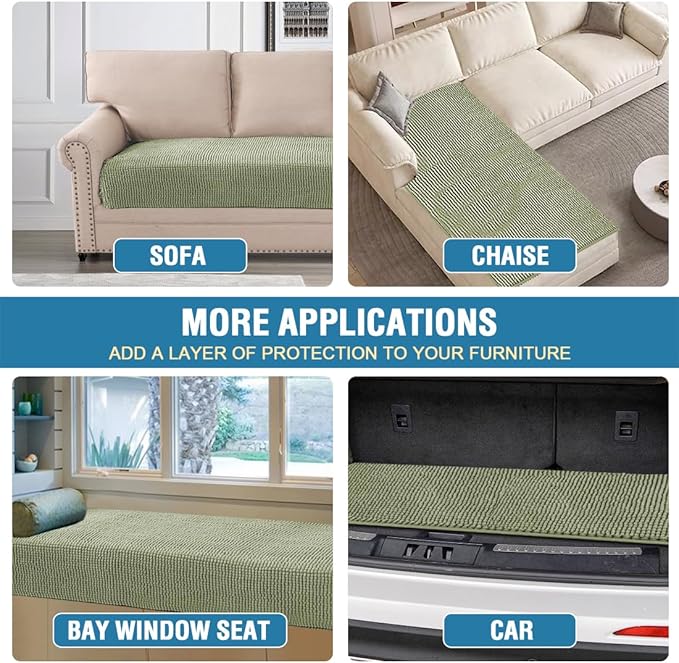 H.VERSAILTEX Plush Chenille Dog Bed Cover Thick Soft Sofa Covers Loveseat Cover for 2 Cushion Couch Anti Slip Couch Cover Furniture Protector for Dog, Pet, Cat (35" x 62", Sage)
