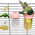 7 PCS Bird Cage Feeder for Vegetable Millet Holder Cage Accessories with Parrot Fruit Forks for Budgie Cockatiel Lovebirds Parrot (Pink)